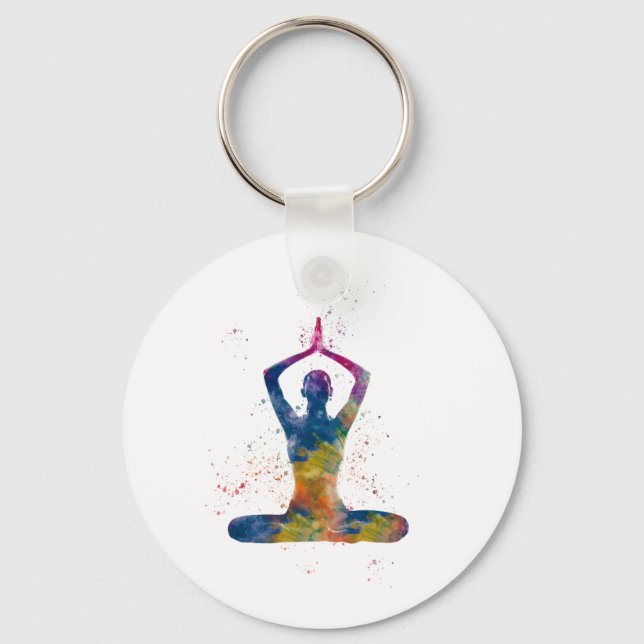 Chaveiro yoga aquarela (Frente)