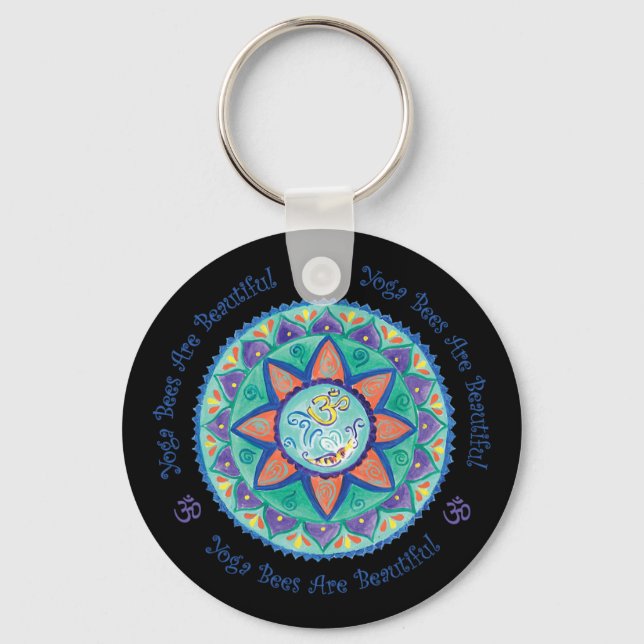 Chaveiro Yoga Bees Om Mandala  (Frente)