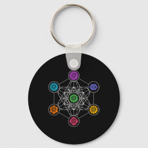 Chaveiro Yoga Geometria Sagrada Cubo de Metatron Arco-íris 
