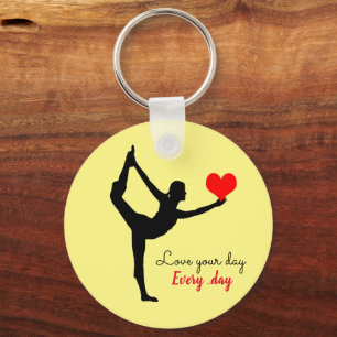 Chaveiro Yoga Heart & Love your day, Todo dia / Yogini