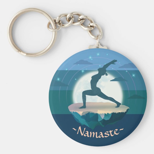 Chaveiro Yoga Instrutor Meditação Pose Moon Ilha Voadora (Frente)