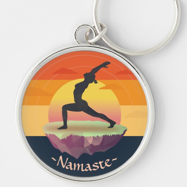 Chaveiro Yoga Instrutor Meditation Pose Sun Flying Island  (Frente)