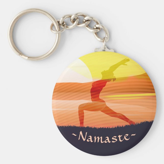 Chaveiro Yoga Instrutor Sun Salutation Crescent Moon Pose (Frente)