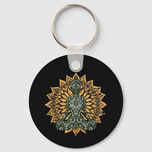 Chaveiro Yoga Lotus Pose Zen Gráfico (Frente)