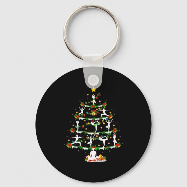 Chaveiro Yoga Lover Xmas Lighting Yoga Christmas Tree  (Frente)