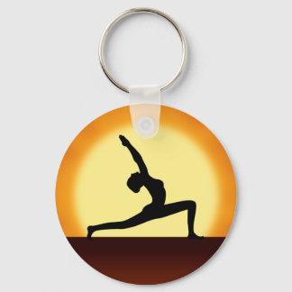 Chaveiro Yoga Pose Silhouette Sunrise Cordas Básicas