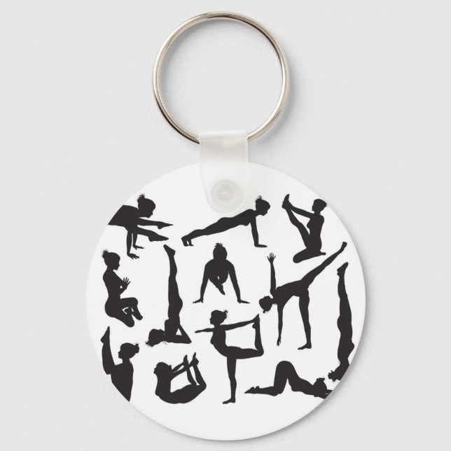 Chaveiro Yoga poses silhouettes (Frente)