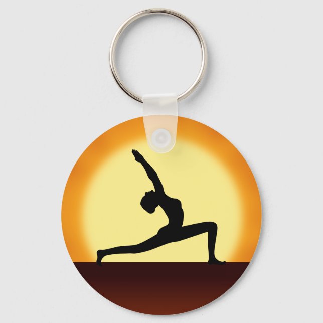 Chaveiro Yoga Silhouette Sunrise - Cadeia-Chave Arredondada (Frente)