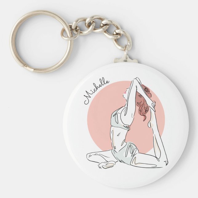 Chaveiro Yoga Woman chaves de nome personalizado (Frente)