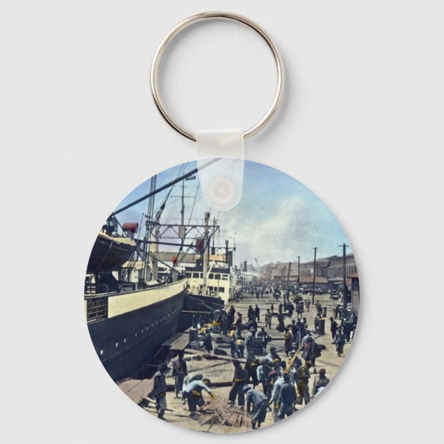 Chaveiro Yokohama Harbor Japan Vintage Shipping 横浜港 (Frente)