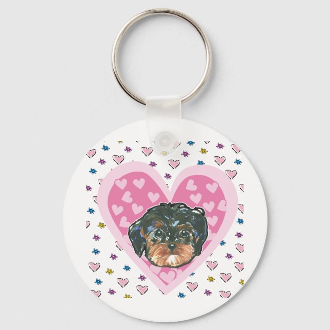 Chaveiro Yorkie Poo de São Valentim (Frente)