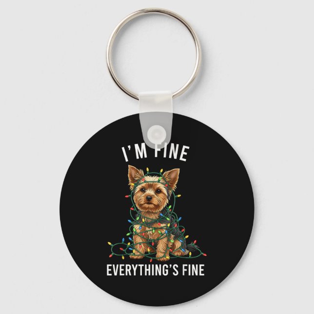 Chaveiro Yorkshire Terrier Christmas I'm Fine Everything Is (Frente)