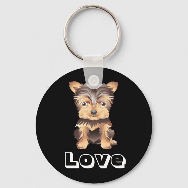 Chaveiro Yorkshire Terrier Puppy Dog Black Key Chain (Frente)