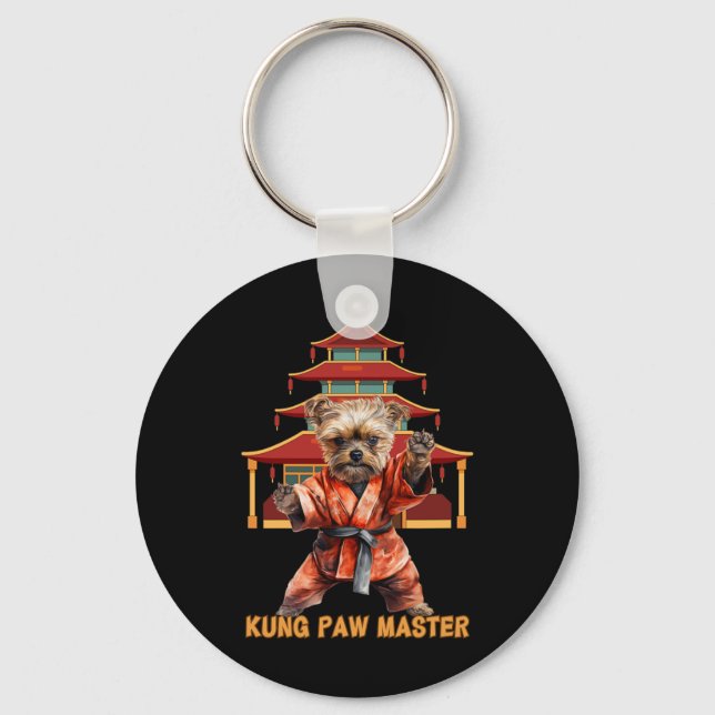 Chaveiro Yorkshire Terrier Yorkie Karate Martial Arts Funny (Frente)