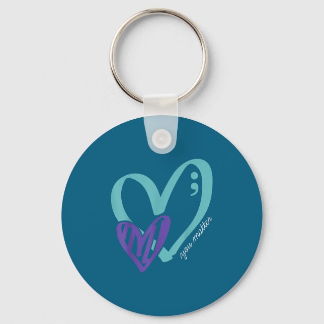 Chaveiro You Suicide Prevention Awareness Teal Purple Heart (Frente)