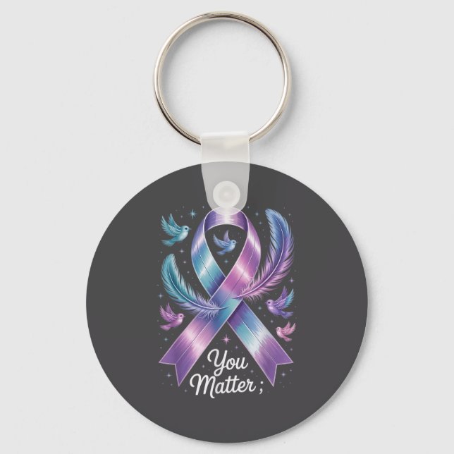 Chaveiro You Teal &amp; Purple Ribbon Suicide Prevention Aw (Frente)
