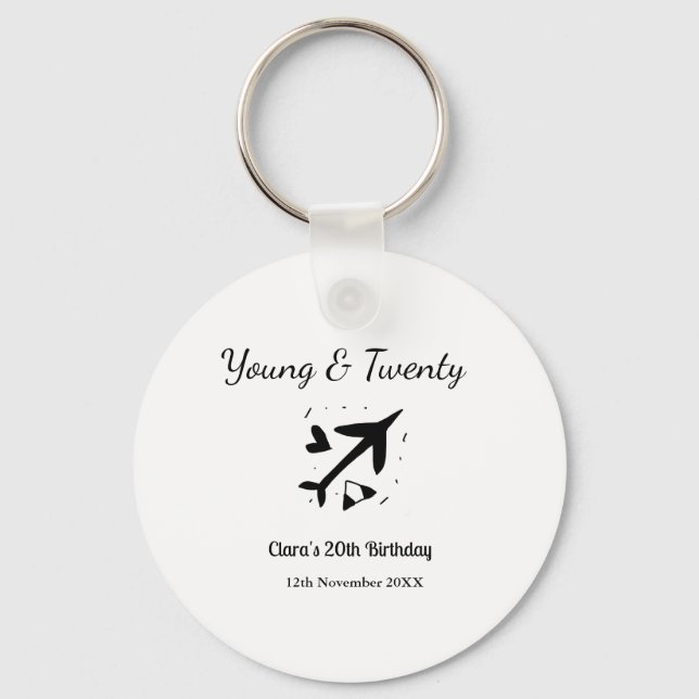 Chaveiro Young and twenty adventure happy birthday add name (Frente)