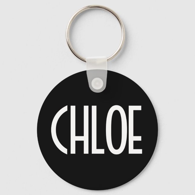Chaveiro Your Name, Bold White Text | Black (Frente)
