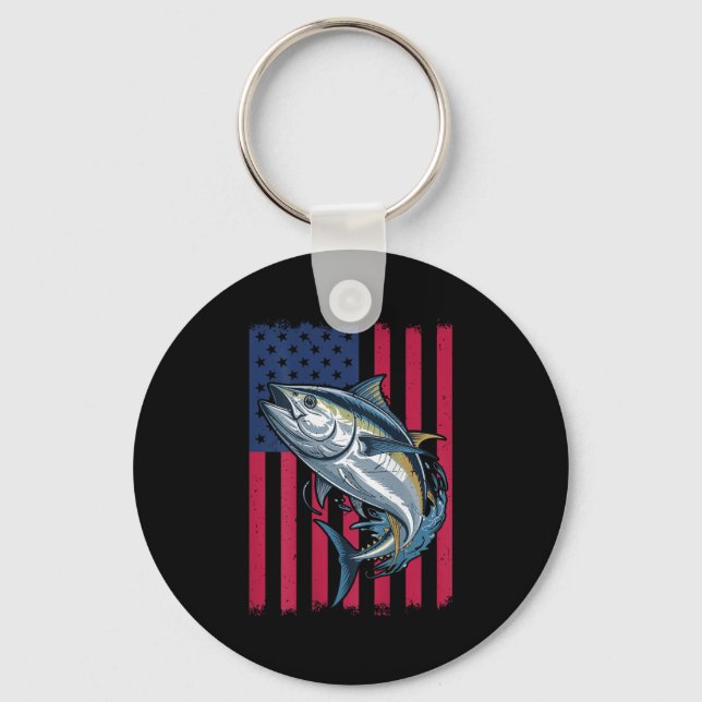 Chaveiro Youth Boys Deep Sea Fishing American Flag Bluefin  (Frente)