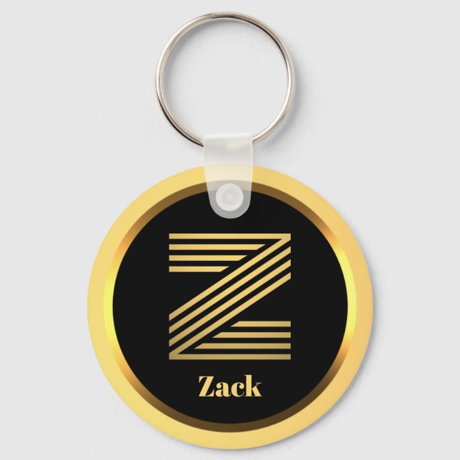 Chaveiro Z Monograma Dourado Personalizado (Frente)