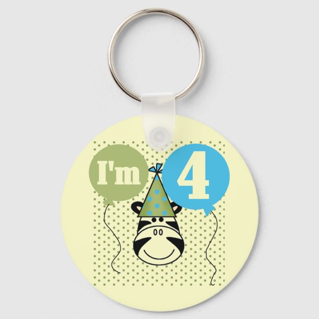 Chaveiro Zebra 4º Aniversário T-shirts e presentes (Frente)