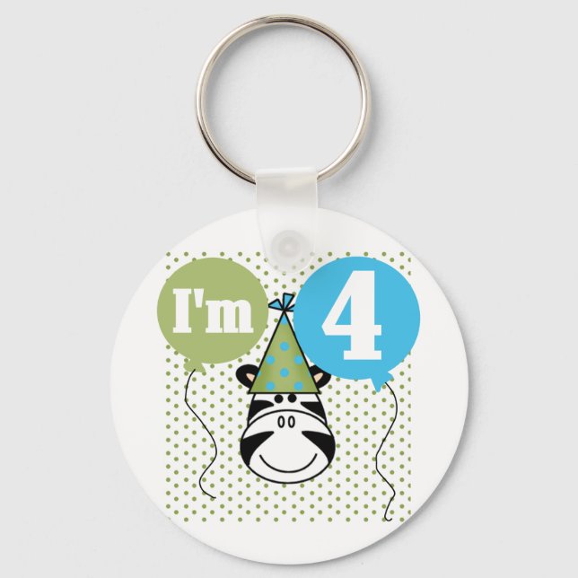 Chaveiro Zebra 4º Aniversário T-shirts e presentes (Frente)