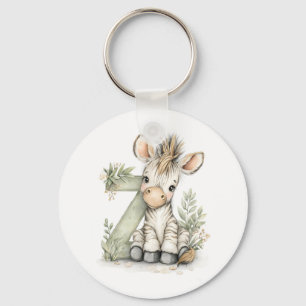 Chaveiro Zebra alfabeto de animal de bebê em aquarela fofa