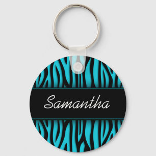 Chaveiro Zebra azul da cerceta Sassy personalizada