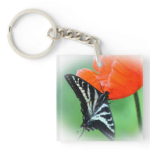 Zebra Butterfly Flora Floral AcryChaveiro