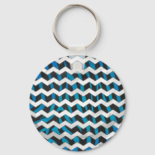 Chaveiro Zebra Chevron Preto e Azul