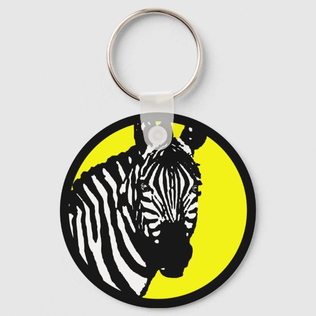 Chaveiro zebra. círculo personalizável de cor. (Frente)