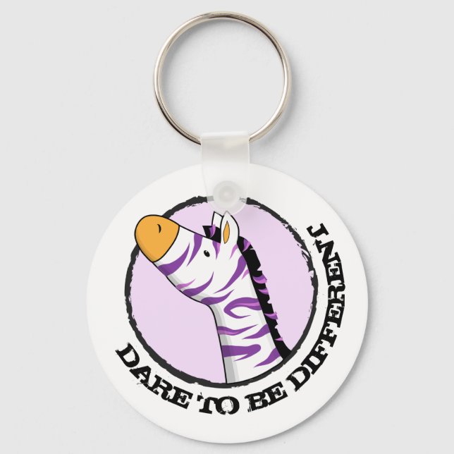 Chaveiro Zebra de Cartoon Bonita com Faixa Colorida (Frente)