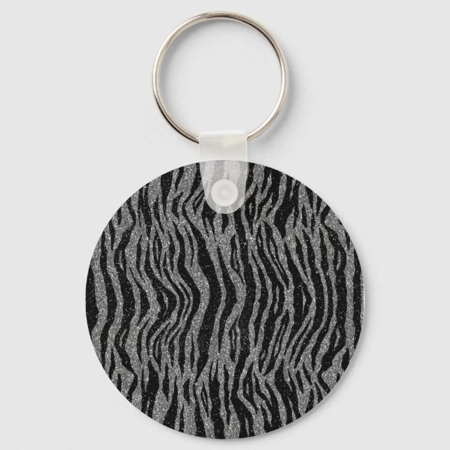 Chaveiro Zebra Print Black and Cinza Silver (Frente)