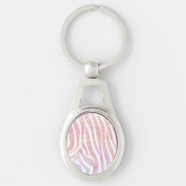 Chaveiro Zebra rosa e Impressão branca (Frente)