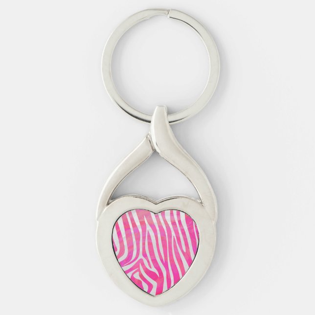 Chaveiro Zebra, rosa-quente e Impressão branco (Frente)