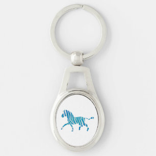 Chaveiro Zebra Silhouette Azul e Branco