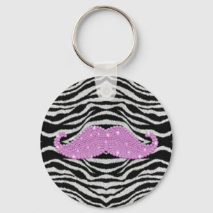 Chaveiro Zebra Stripes E Bigode Rosa