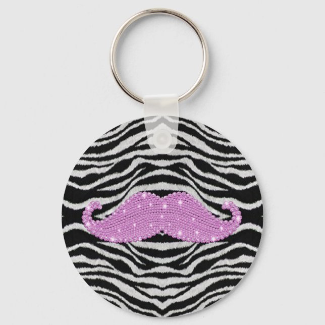 Chaveiro Zebra Stripes E Bigode Rosa (Frente)