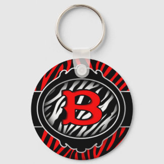 Chaveiro zebra vermelho malvado letra inicial B