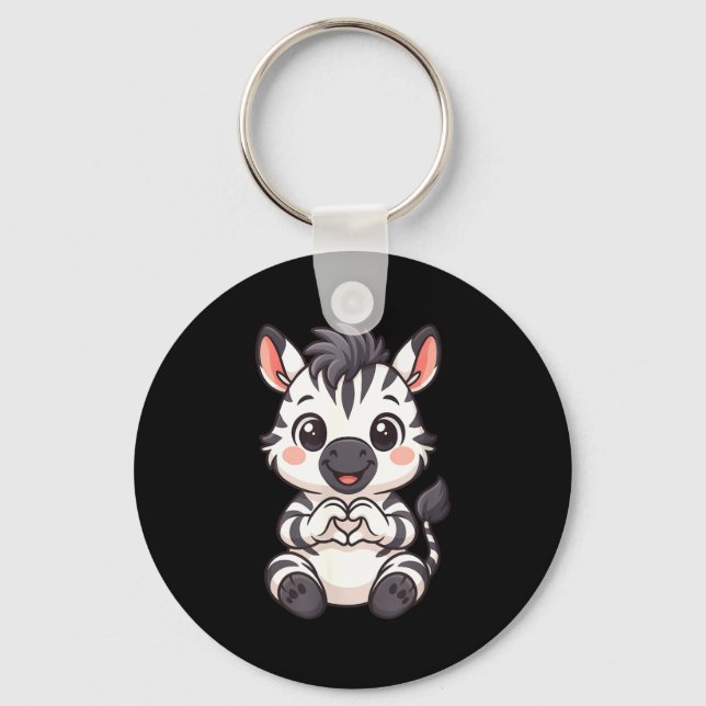 Chaveiro Zebra with heart women girls kids heart cute zebra (Frente)