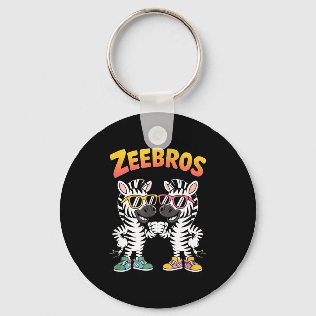 Chaveiro Zeebros Cute Zebra Duo Design For Zebros Lovers  (Frente)