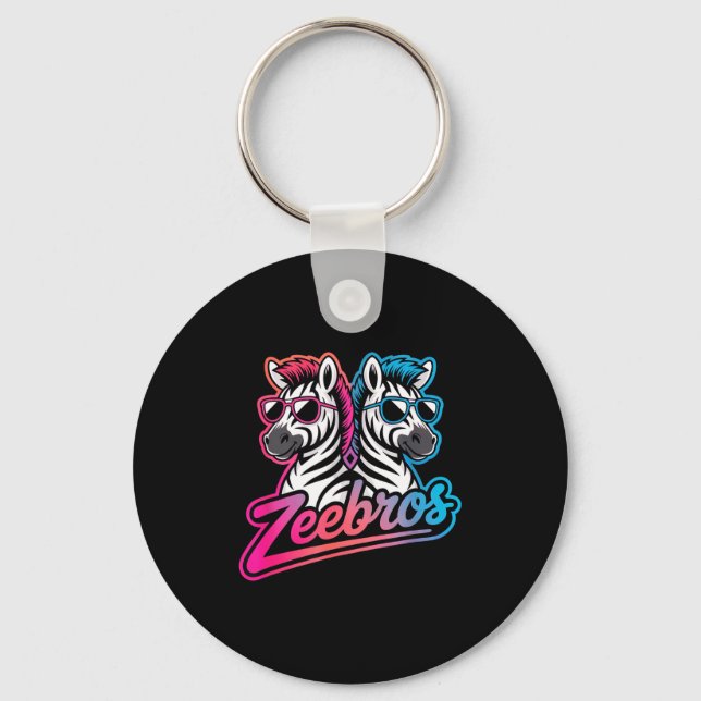 Chaveiro Zeebros Cute Zebra Duo Design For Zebros Lovers  (Frente)