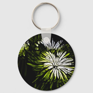 Chaveiro Zen Verde limão branco floral Chrysanthemum
