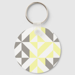 Chaveiro ZigZag Geométrico Amarelo e Silver