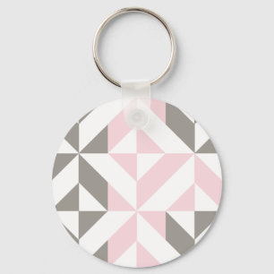 Chaveiro ZigZag geométrico, rosa e prata