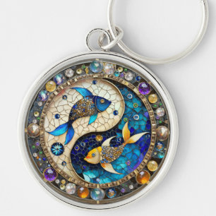 Chaveiro Zodiac - Peixes Fish Yin e Yang