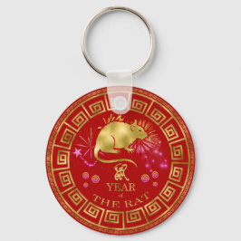 Chaveiro Zodiac Rat Red/Dourado ID542 chinês