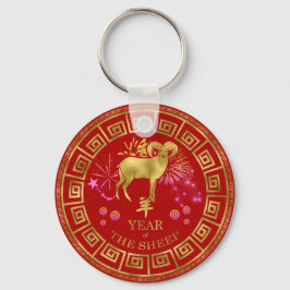 Chaveiro Zodiac Sheep Red/Dourado ID542 chinês