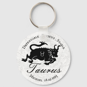 Chaveiro Zodiac Taurus Black White Astrologia Traços Person