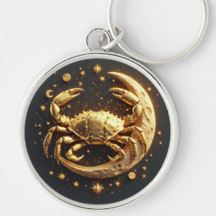Chaveiro Zodíaco Cósmico do Câncer Dourado
